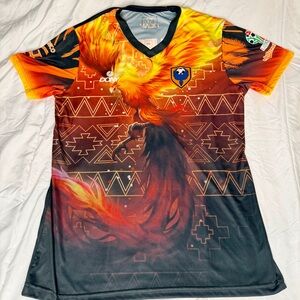 Fenix Huracan Dony Phoenix Football Shirt Jersey Mens Large Orange Black‎
